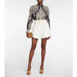 Zimmermann Jude White Linen Shorts NEW